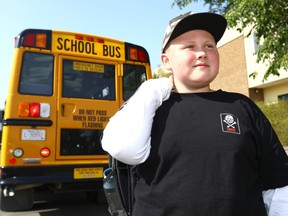 Calgary student Jack Mesaros,13, who attends H.D. Cartwright School in Dalhousie is not pleased about the school bus decisions on Tuesday September 5, 2017. Darren Makowichuk/Postmedia