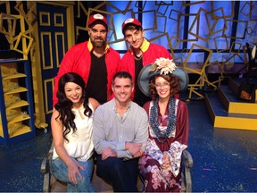 Stage West's I Love You, You're Perfect, Now Change stars Andrew Scanlon and Daniel Greenberg (back row), Kyla Musselman, Phil Nero and Cailin Stadnyk. Courtesy, Kira Campbell