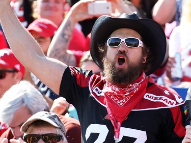 Fans cheer during the first half of the Labour Day Classic at McMahon Stadium, Monday September 4, 2017. Gavin Young/Postmedia