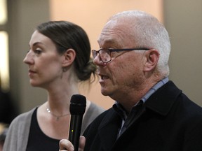 Tom Tittemore questions a candidate during a Ward 6 forum at the Glendale Community Hall.