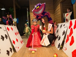 A pretend tea party with Alice in Wonderland and the Mad Hatter is just one of the many activities for kids at Heritage Park Historical Village during Ghouls' Night Out.