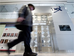 Toronto's TMX office and ticker board at the First Canadian Place, Wednesday February 17, 2016.