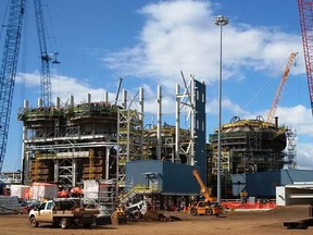Construction in 2015 at Fort Hills Energy processing facilities north of Fort McMurray.