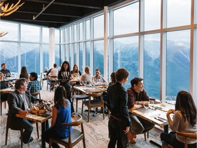 A view from inside the Sky Bistro at the top of the Banff Gondola.