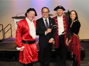 Pictured at the 5th Annual DreamINN Big! Gala on Sept. 23 at TELUS Spark are Abe Brown, executive director of Inn From the Cold; Alberta Finance Minister Joe Ceci; and Gala family chairs Trevor and Rochelle Winkler. More than $250,000 was raised. Photos, courtesy Inn From the Cold