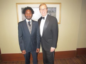 Cal1021 Unicef 10 Pictured with UNICEF Canada president and CEO David Morley at the 25th anniversary celebration of the UNICEF Water for Life Gala held Oct 14 at the Hyatt Regency is keynote speaker UNICEF Advocate for Children Affected by War, Ishmael Beah, a former child soldier from Sierra Leone who is now a celebrated author and child rights advocate.
Bill Brooks, Bill Brooks