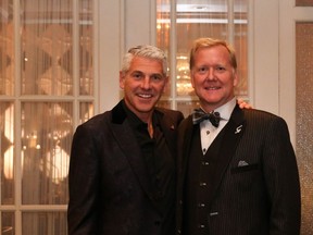 Pictured with reason to smile at the Mustard Seeds' Annual Seeds of Hope Gala held Oct. 14 at the Fairmont Palliser are gala chairs Jeff Boyd (left), RBC Royal Bank regional president, and Cole Harris, president of Centron Group of Companies. Courtesy The Mustard Seed