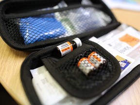 A naloxone kit was photographed in harm reduction agency ARCHES in Lethbridge on Wednesday October 25, 2017.