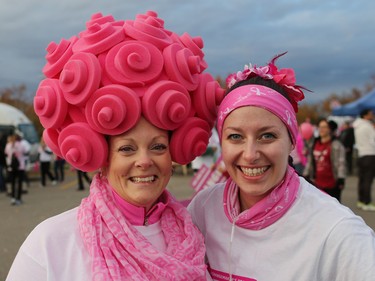 Jen Tregale and Courtney Grant were ready to run at the start of the CIBC Run for the Cure at South Centre in Calgary on October 1, 2017. Over 5000 took part in this year's run.