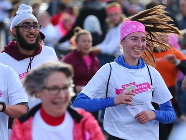 CIBC Run for the Cure participants reach the finish line in this year's event at South Centre in Calgary on October 1, 2017. Over 5000 took part in this year's run.