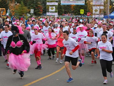 CIBC Run for the Cure participants head off at the start of  this year's event at South Centre in Calgary on October 1, 2017. Over 5000 took part in this year's run.