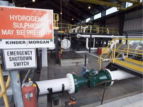 The manifold is seen at the Trans Mountain facility in Kamloops on March 27.