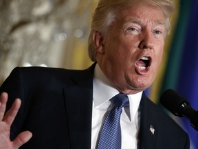 President Donald Trump speaks during a Hispanic Heritage Month event in the East Room of the White House, Friday, Oct. 6, 2017, in Washington.