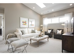 The bonus room with skylights in the Eaton show home by Excel Homes in HillCrest.