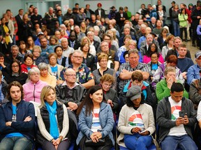 A Large crowd takes in the final mayoral forum of the 2017 election at the Crossroads Community Association on Oct. 10, 2017.