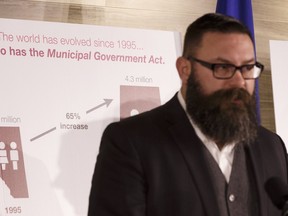 Municipal Affairs Minister Shaye Anderson, at a news conference about the updated Municipal Government Act at the Federal Building in Edmonton on Oct. 26, 2017, said the PACE Financing idea is very interesting.