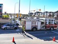 Traffic concerns are an important issue to residents of Ward 1, especially at 112th Avenue and Country Hills Boulevard N.W. Here, a fire truck, gravel truck and car were involved in a collision last month. (Sept. 2017)