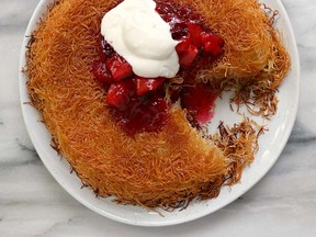 Kataifi Torte with Ricotta and Plums