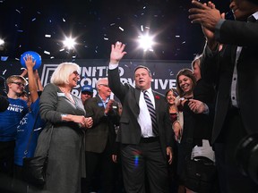 Jason Kenney celebrates after being elected leader of the United Conservative Party. The leadership race winner was announced at the BMO Centre in Calgary.