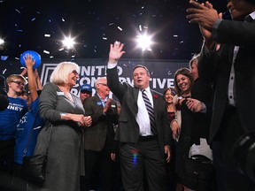 Jason Kenney celebrates after being elected leader of the United Conservative Party. The leadership race winner was announced at the BMO Centre in Calgary on Oct. 28, 2017.