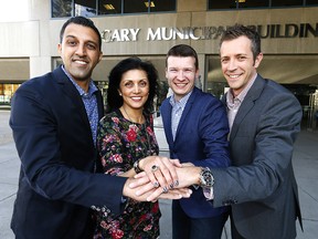 Calgary's rookie city councillors, from left: George Chahal, Jyoti Gondek, Jeromy Farkas and Jeff Davison.