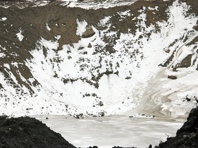 A view of the storage pond on the Obed Mountain mine site that emptied 670 million litres of coal slurry into the Athabasca River.