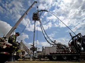 A fracking operation at a site near Rosebud in southern Alberta is shown in this 2006 file photo.