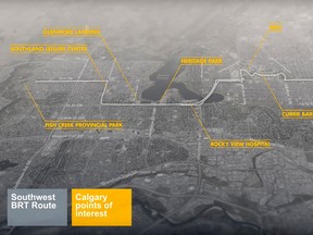 Proposed route of Calgary's Southwest BRT (downtown leg not shown).