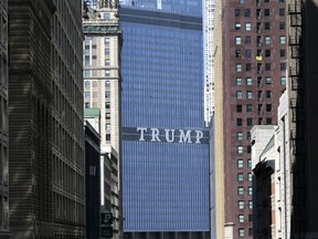 The Trump International Hotel and Tower is seen in a 2014 photo looking north on Wabash Avenue in Chicago.