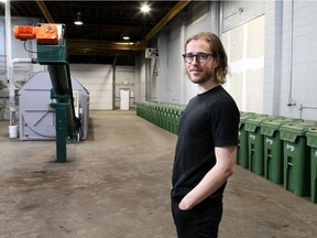 Kevin Davies is the CEO of Hop Compost. He collects restaurant waste to turn into compost at his Calgary facility. The company received a Manning Innovation Award on Wednesday.