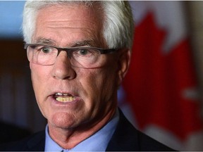 Jim Carr, Canada's Minister of Natural Resources, delivers a statement on TransCanada Pipelines' decision to cancel the Energy East Pipeline project on Parliament Hill in Ottawa on Thursday, Oct. 5, 2017.