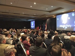 Around 400 people attend the Alberta Party's annual general meeting at the Radisson Hotel in Red Deer, AB, on Saturday, Nov. 18, 2017. Photo by Clare Clancy