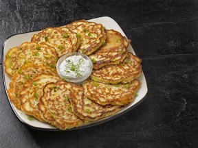 Bacon and Cabbage Pancakes with Parsley Sour Cream for ATCO Blue Flame Kitchen for Dec. 6, 2017. Image supplied by ATCO Blue Flame Kitchen