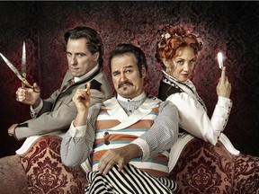 Calgary Opera's Barber of Seville 2017. John Tessier, Russell Braun and Andrea Hill.