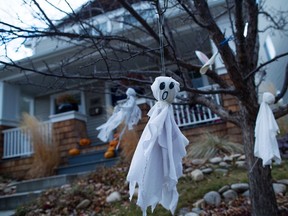 A home in Calgary's Garrison Woods neighbourhood was photographed the day after Halloween 2017. Garrison Woods was the busiest in the city in 2016 according to the Calgary Herald / Calgary Sun annual Halloween Kid Count. 
Gavin Young/Postmedia

Postmedia Calgary
Gavin Young, Postmedia