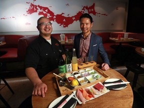 Chef Tomo Mitsuno, left and General Manager Amane Kanai were photographed in the Goro + Gun restaurant in Calgary's Scotia Centre on Thursday November 9, 2017. Chef Mitsuno specializes in omakase meals paired with sake. Gavin Young/Postmedia

Postmedia Calgary
Gavin Young Gavin Young, Postmedia