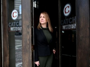 Meredith MacLean, director of sales at the Hyatt regency in Calgary at Stephen AvenueÕs Catch & The Oyster Bar that is closing down on Friday November 17, 2017. Leah Hennel/Postmedia