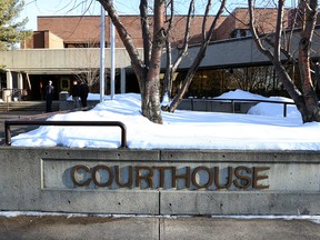 Red Deer courthouse, where Jason Klaus and Joshua Frank are being tried for a triple-homicide.