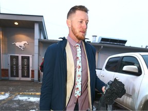 Calgary Stampeders QB Bo Levi Mitchell joins the team at McMahon Stadium in Calgary on Tuesday, November 21, 2017 as they depart for the 105th Grey Cup in Ottawa.