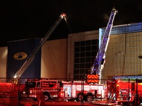 Fire crews on scene of a fire at Cineplex movie theatre on Sunday, November 5, 2017 in the community of Seton in the city's southeast.  Al Charest/Postmedia