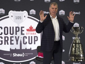 CFL Commissioner Randy Ambrosie talks about concussions as he responds to a question during his State of the League address Friday November 24, 2017 in Ottawa.