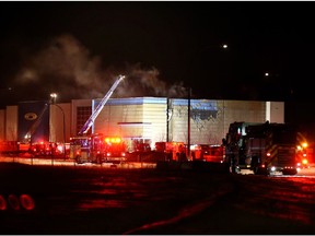A Sunday night fire occurred in a movie theatre under construction in the southeast community of Seton.  Al Charest photo.