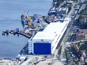 An aerial image of Irving Shipbuilding’s Halifax Shipyard.