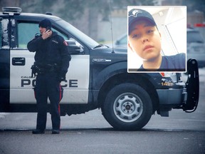 Calgary police on the scene of a fatal assault in the 5500 block of Maddock Drive N.E. on Wednesday, November 15, 2017. Inset: 15-year-old Leslie Sunwalk.