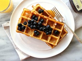 Delicious waffles from restaurant to freezer to table.