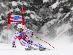 France's David Poisson competing during the FIS Alpine Skiing World Cup Men's Downhill in Bormio in 2013. Poisson died on Nov. 13, 2017 after a crash during downhill training at Nakiska.