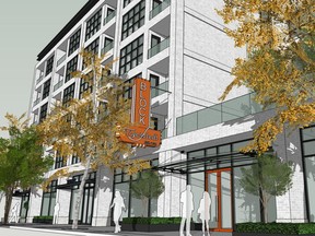 A rendering of the planned redevelopment of the Tigerstedt Block on Centre Street North.