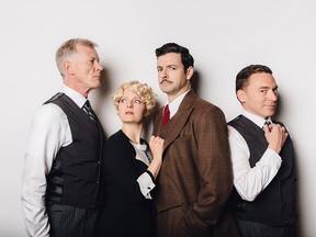 The cast of The 39 Steps. From left: Andy Curtis, Anna Cummer, Tyrell Crews and Ron Pederson.