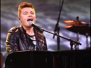 Shawn Hook performs during WE Day Alberta at the Scotiabank Saddledome on Wednesday November 1, 2017. Darren Makowichuk/Postmedia