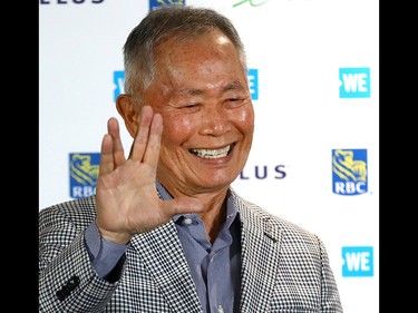 Actor and activist George Takei speaks to media during WE Day Alberta at the Scotiabank Saddledome on Wednesday November 1, 2017. Darren Makowichuk/Postmedia